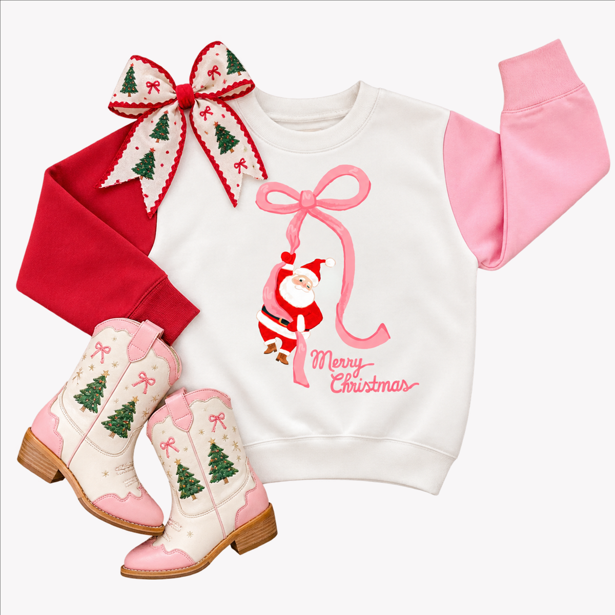 Santa Bow Christmas Sweatshirt