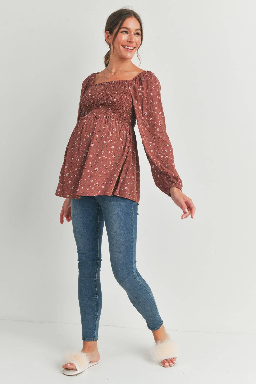 Floral Smocked Blouse Maternity