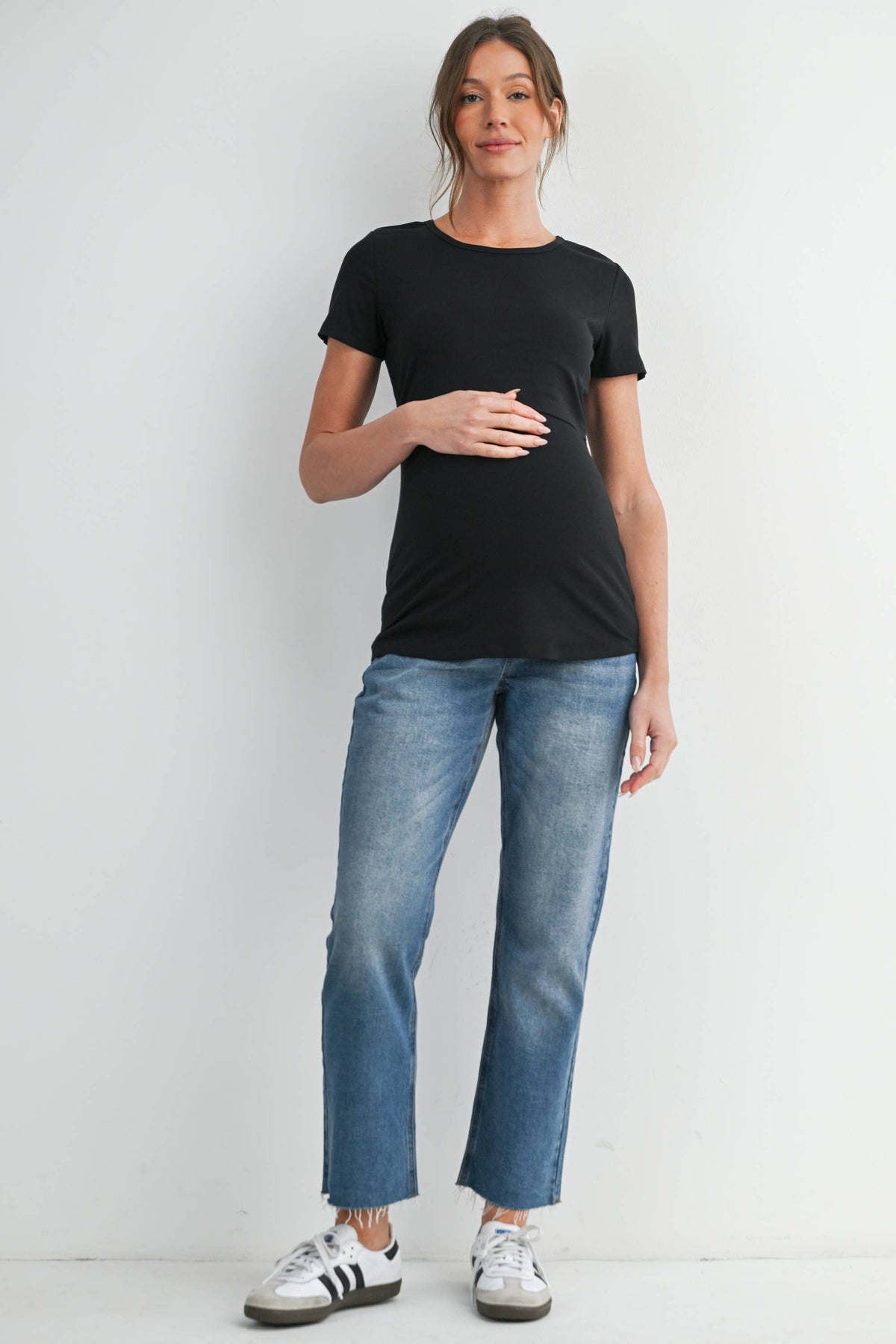 Maternity Nursing T-Shirt w Panel Black