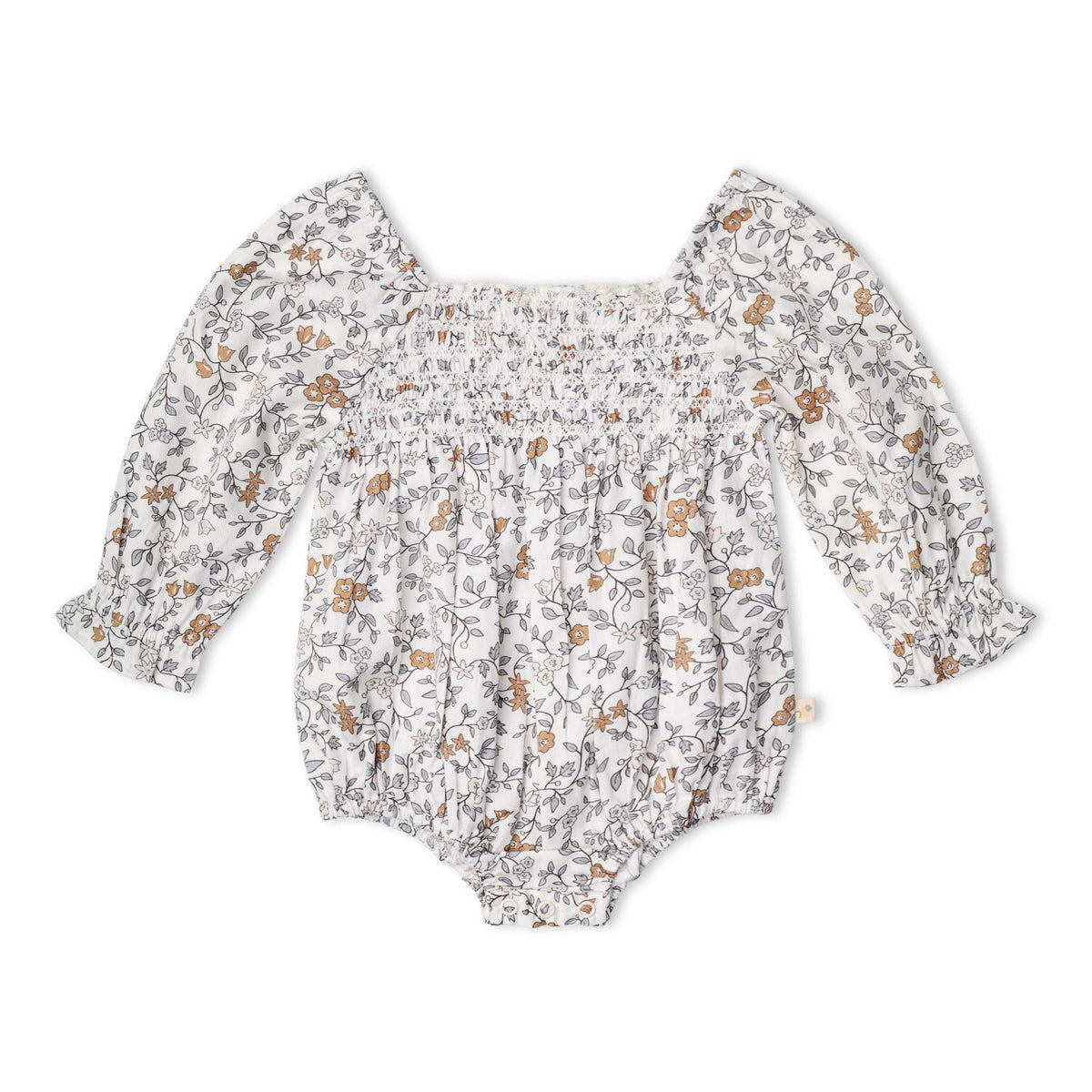 Org. Smocked LS Romper - Ivy