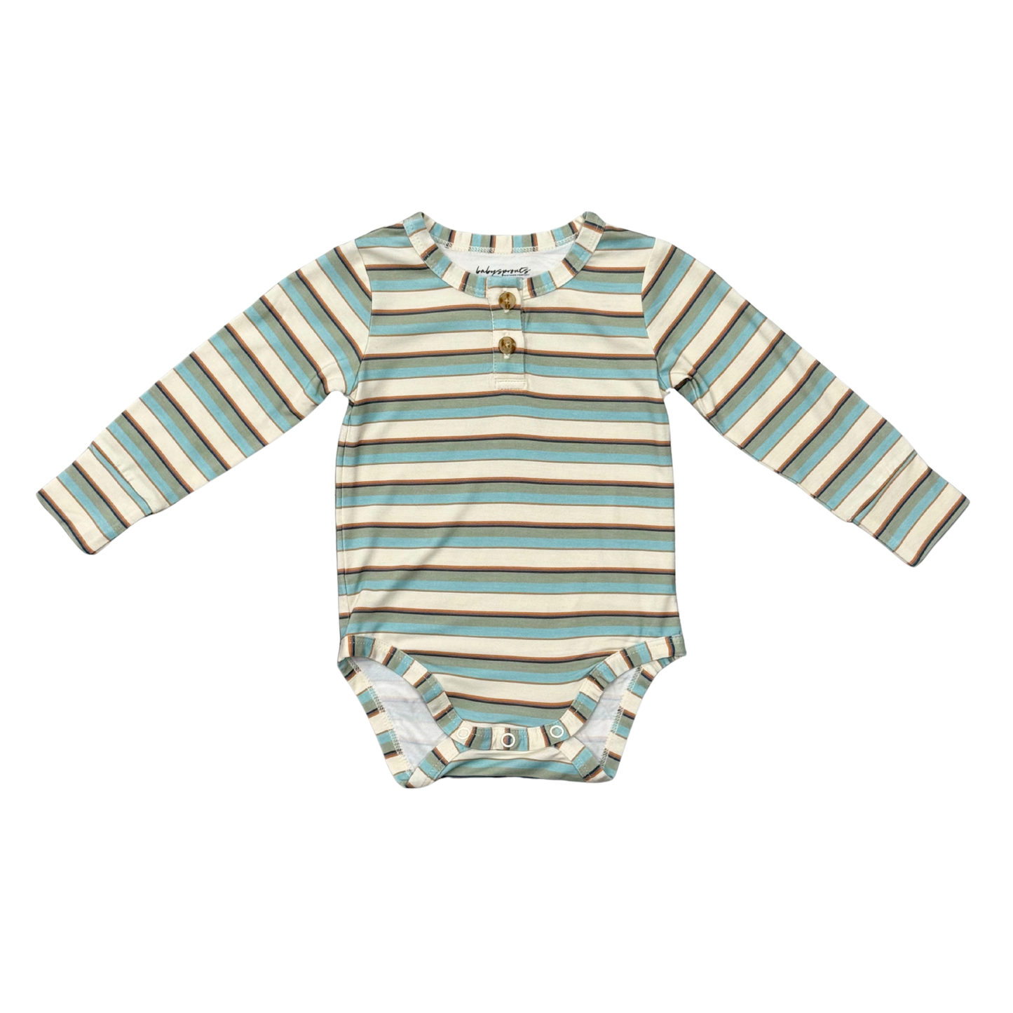 Long Sleeve Henley - Haze Stripe