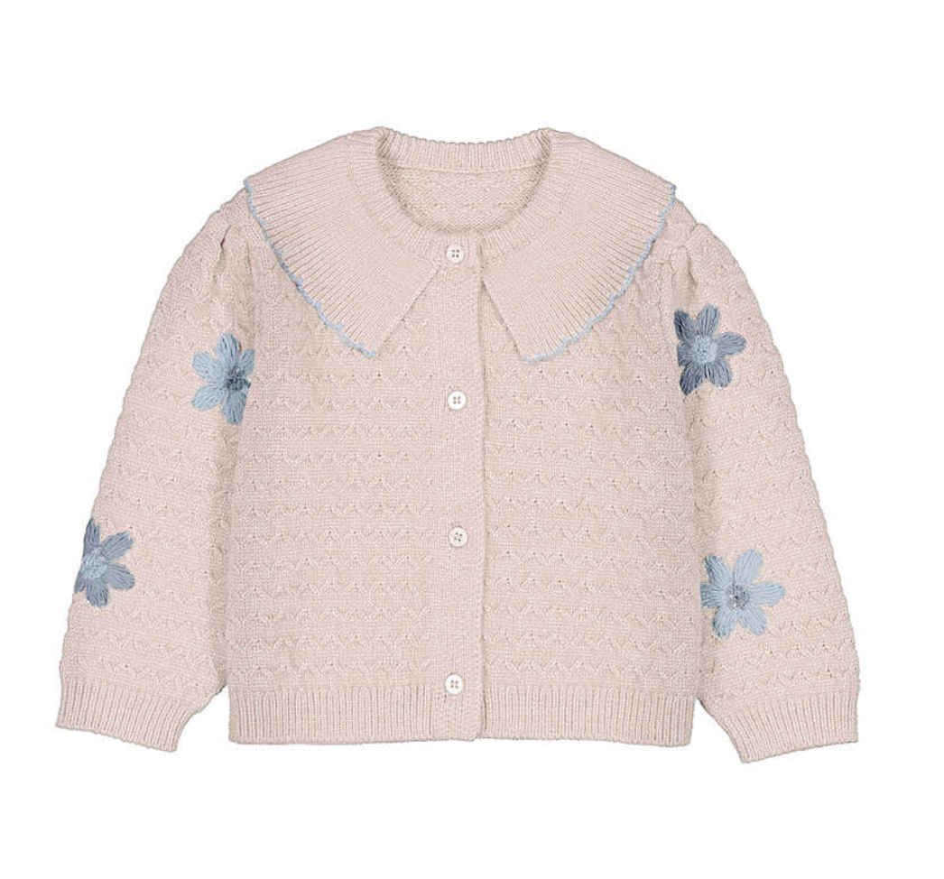 Floral Embroidered Cardigan - Milk