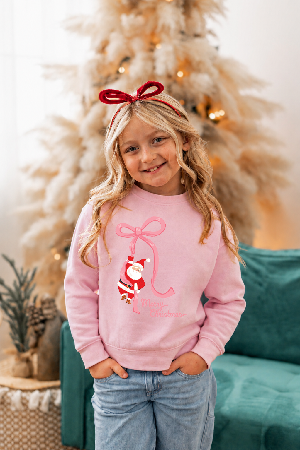 Santa Bow Christmas Sweatshirt