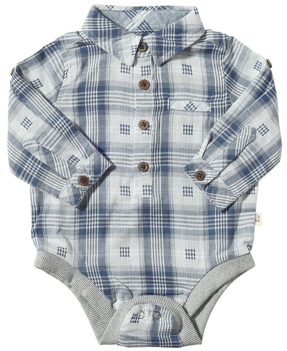 Jasper Woven Onesie - Blue Plaid