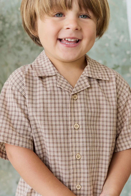 Silas Collared Shirt - Cocoa Check