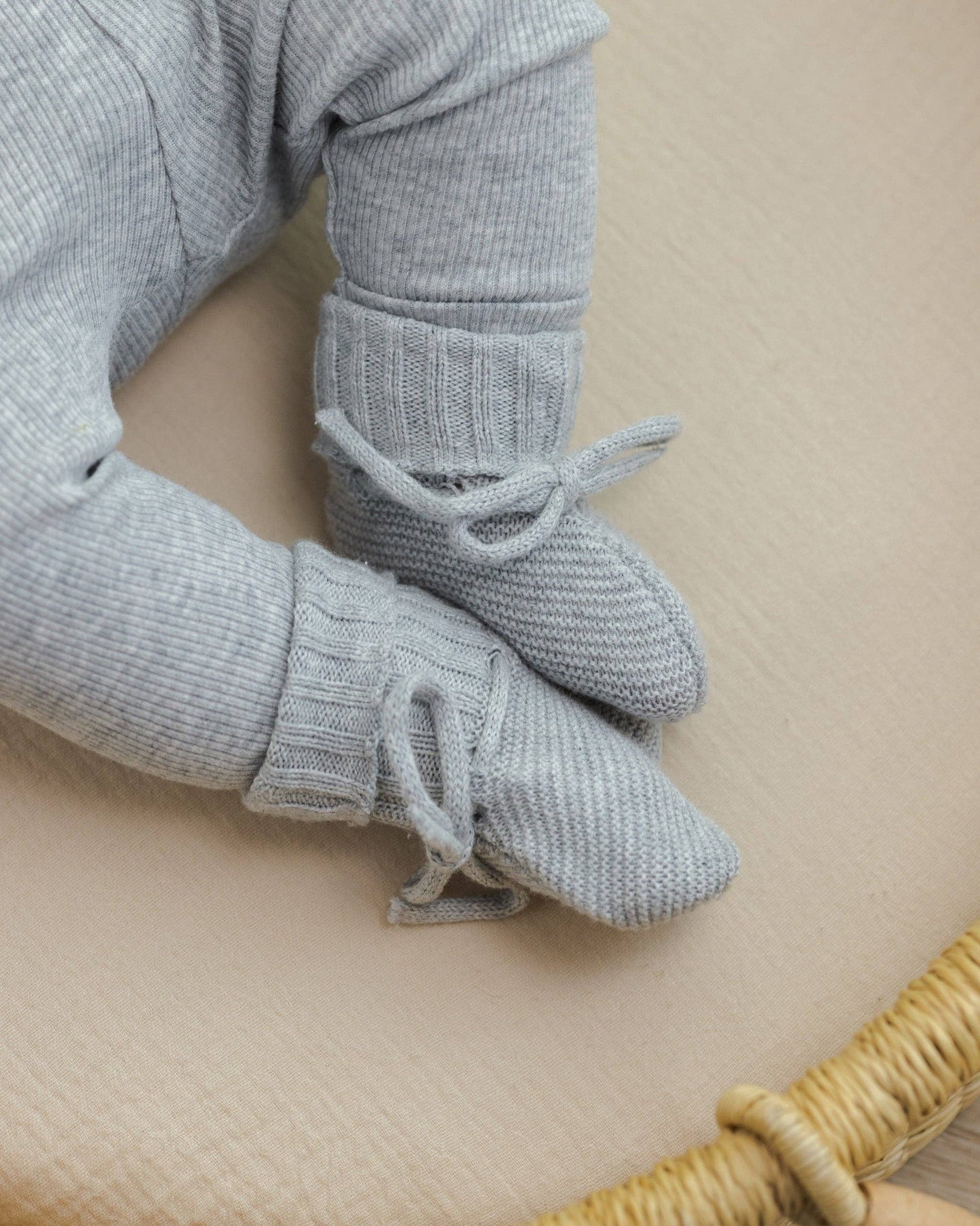 Knit Booties - Dusty Blue