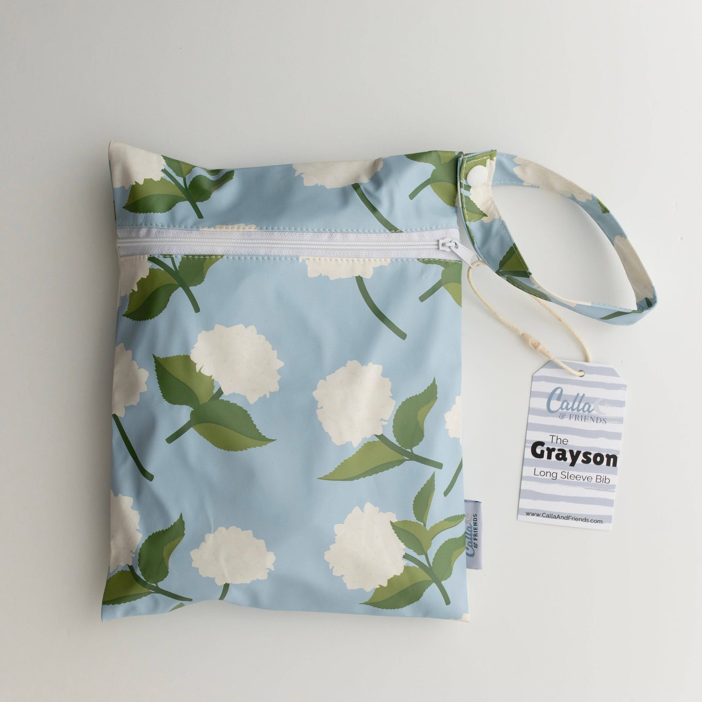 The Grayson Long Sleeve Bib - Hydrangeas