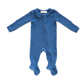 Organic Cotton Ribbed Footie - Ocean