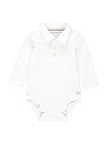 RuffleButts + RuggedButts - Baby Boys White Knit Polo Bodysuit: White / 12-18m