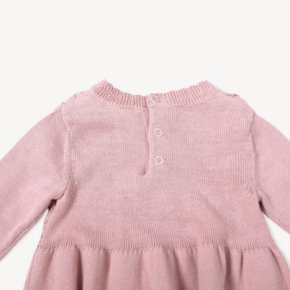 Pointelle Sweater Knit Dress - Rose