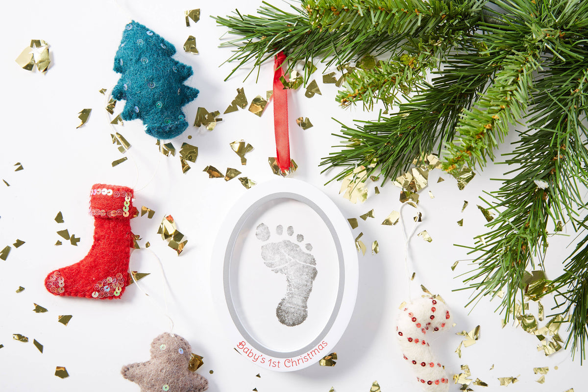Double-Sided Photo & Babyprint Christmas Ornament Kit, White