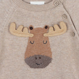 Viverano Organics - Moose Applique Raglan Baby Pullover Sweater (Organic Cotton): Oat Heather / 18-24M