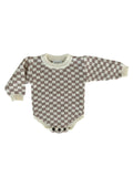 Checker Knit Long Sleeve Bodysuit