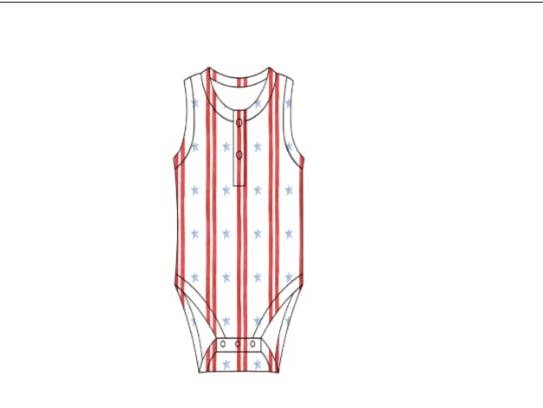 Stars & Stripes Henley Bamboo Romper