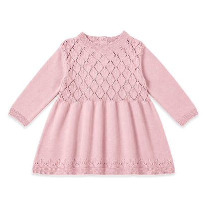 Pointelle Sweater Knit Dress - Rose