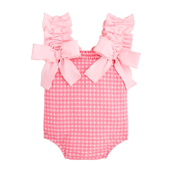 Bow Pink Check Swimsuit