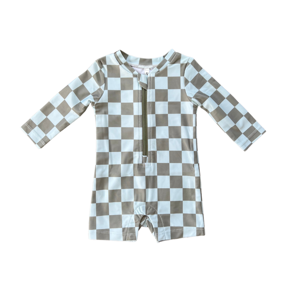 One-Piece Rash Guard - Checker