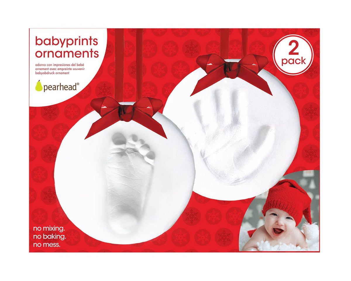 Baby Handprint or Footprint Christmas Ornament Kit, Set of 2