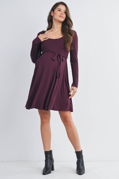 Black Waist Tie Maternity Dress