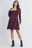 Black Waist Tie Maternity Dress