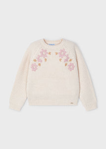 Mayoral - Knit Embroidered Sweater - Cream