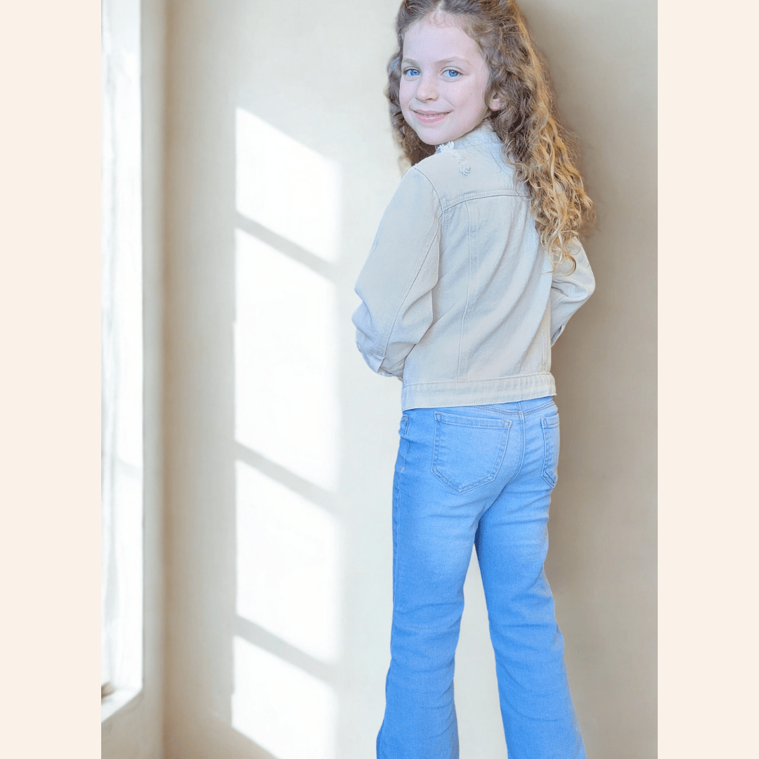 Khaki Distressed Jean Jacket