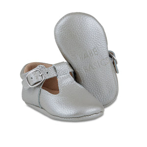 Silver Leather Mary Janes