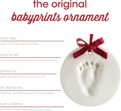 Baby Handprint or Footprint Christmas Ornament Kit, Set of 2