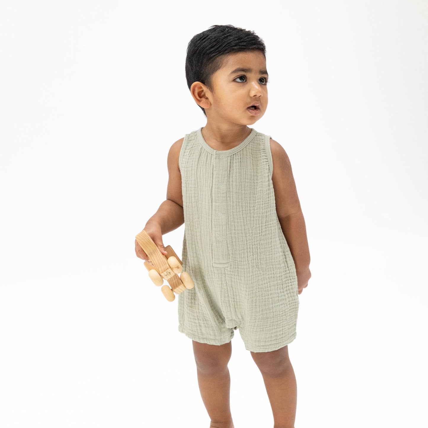 Muslin Romper - Desert Green