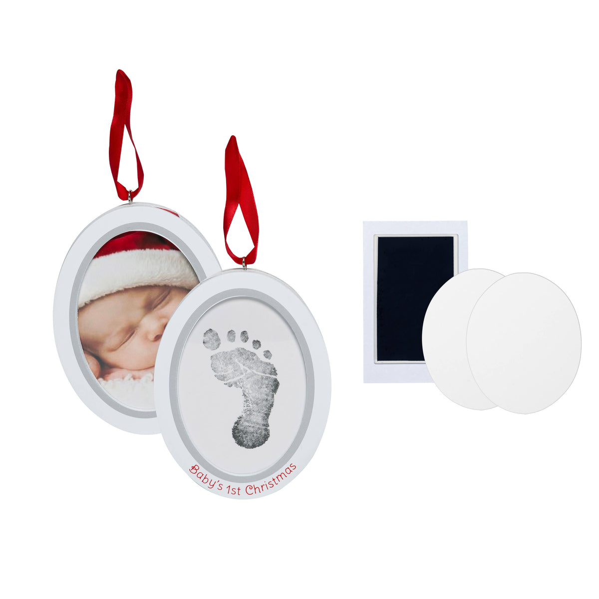 Double-Sided Photo & Babyprint Christmas Ornament Kit, White
