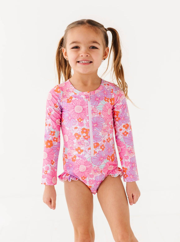 Bright Floral: ONE-PIECE Rashguard