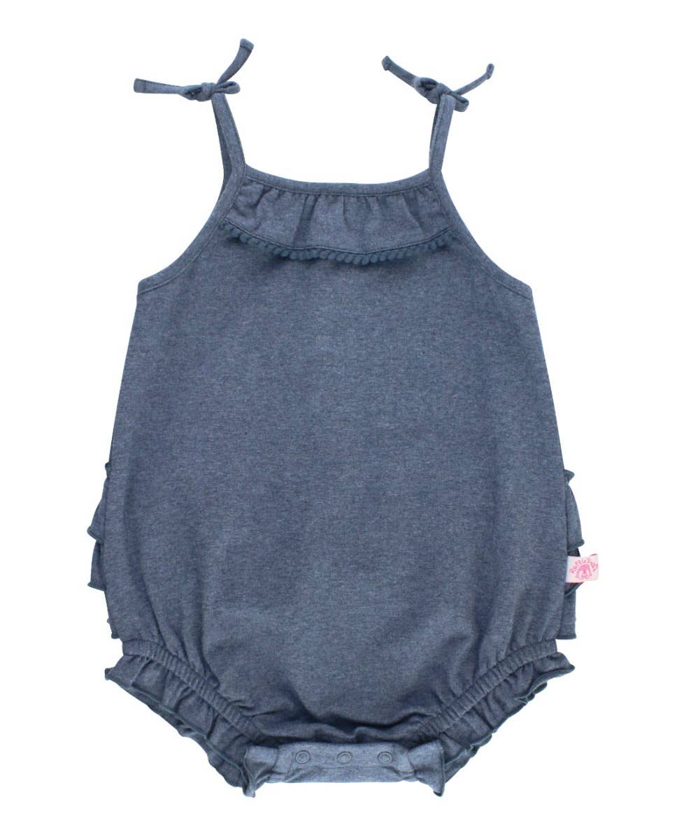 Pom Pom Bubble Romper - Blue