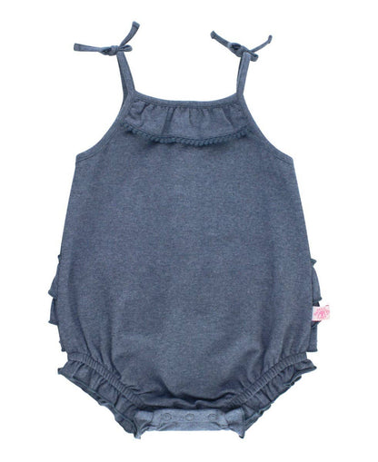 Pom Pom Bubble Romper - Blue