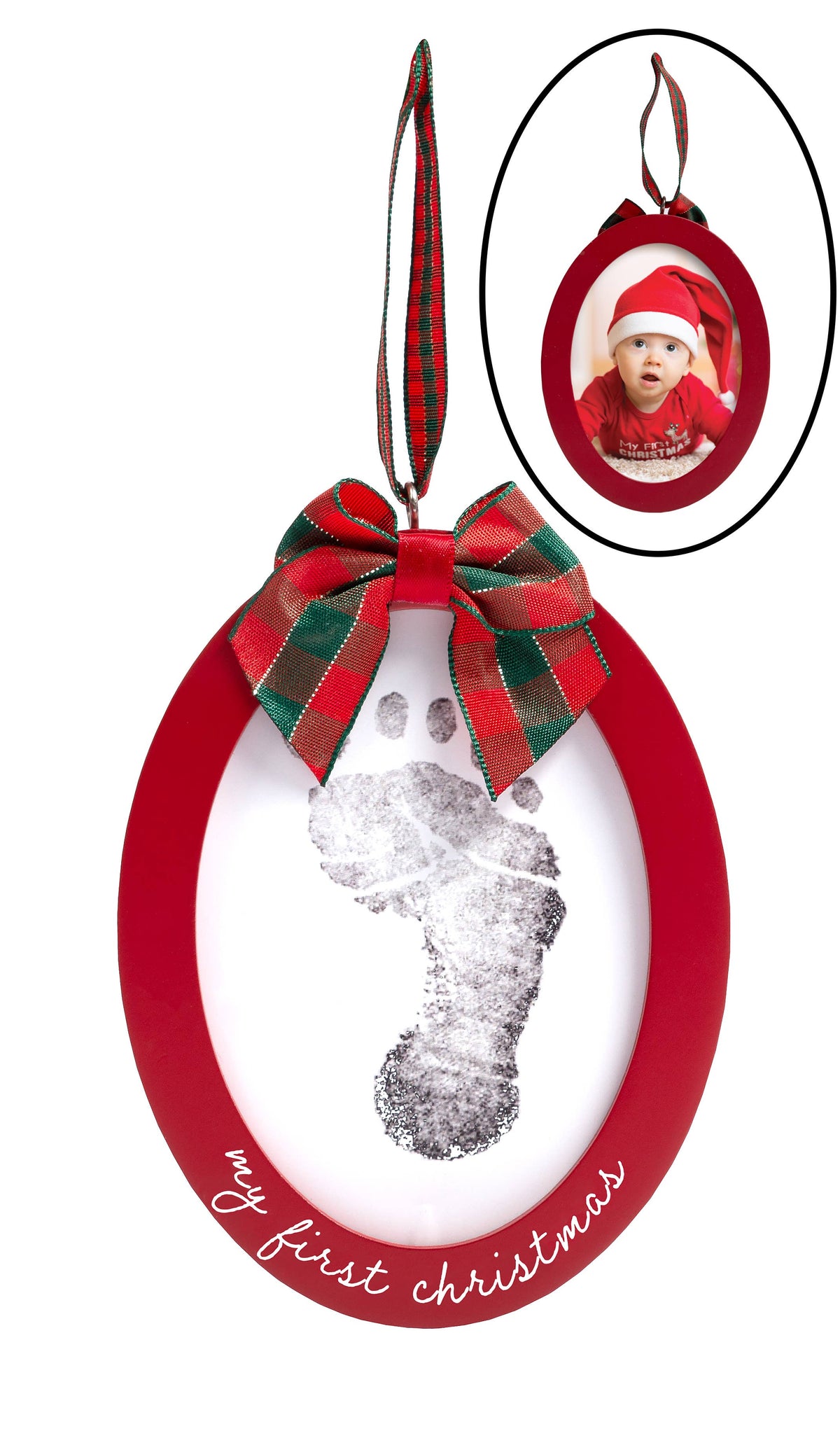 Double-Sided Photo & Babyprint Christmas Ornament Kit, Red