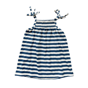 Smocked Dress: Naval Stripe