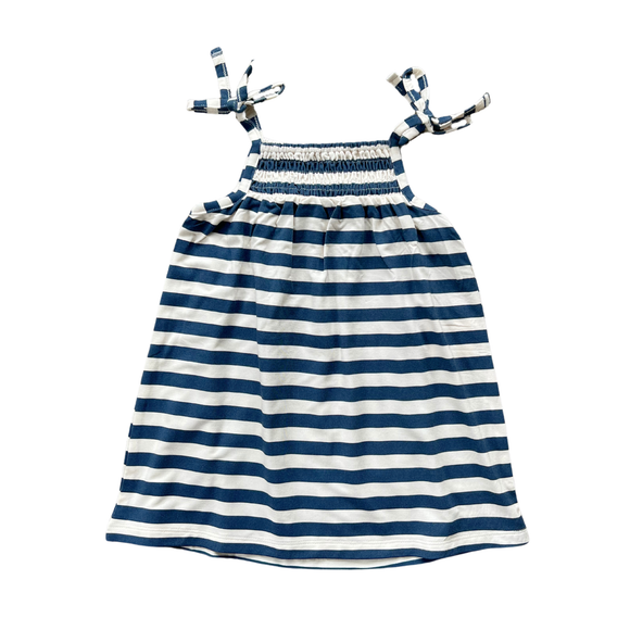 babysprouts - Smocked Dress: Naval Stripe