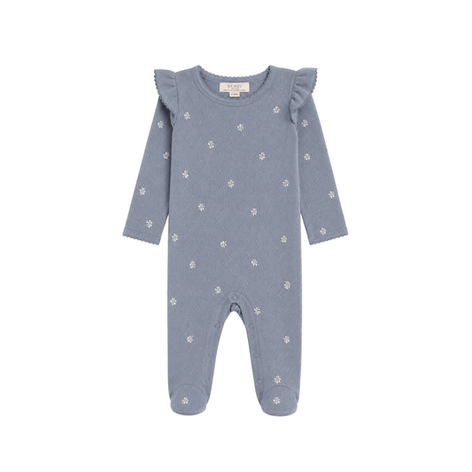 Ruffle Footed Romper - Macy Blue