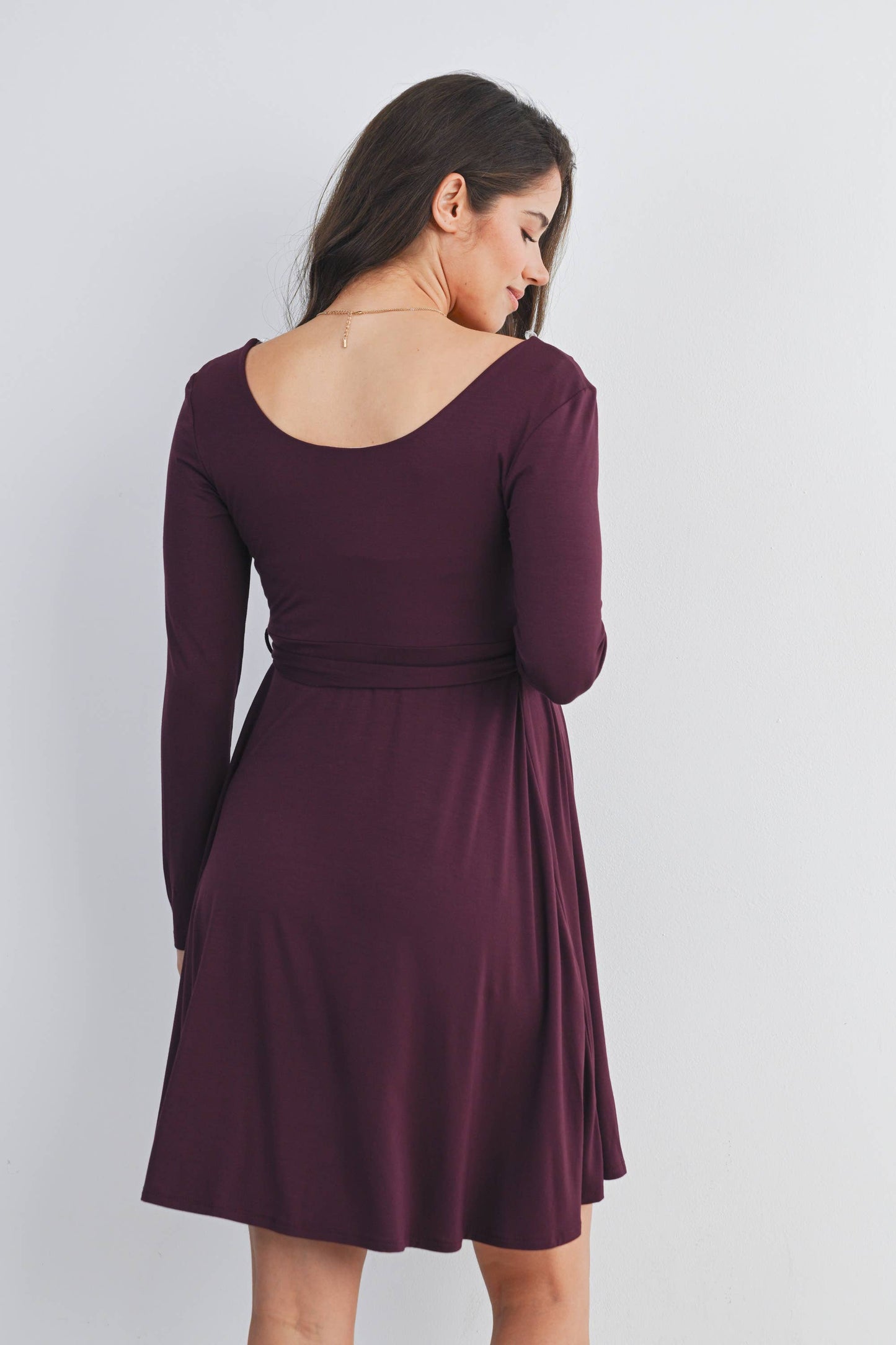 Black Waist Tie Maternity Dress