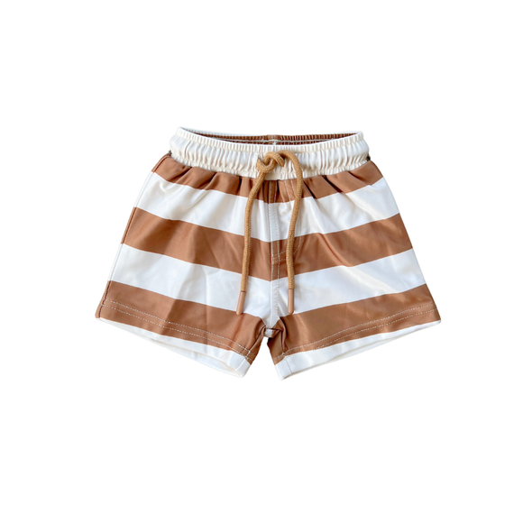 Swim Shorts - Stripe in Toffee