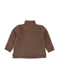 RuffleButts + RuggedButts - Boys Heather Carafe Quilted Quarter Snap Sweatshirt: Brown / 5