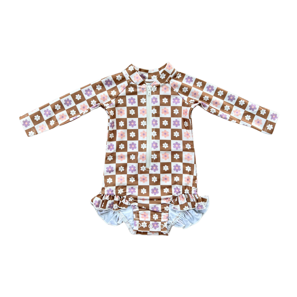 One-Piece Ruffle Rash Guard - Retro
