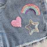 Sequin Denim Shorts