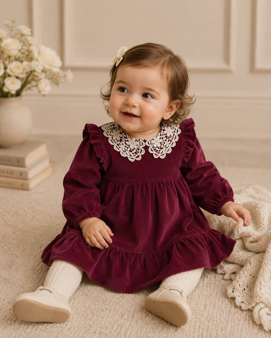 Corduroy Dress Set - Raspberry