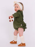 Dusty Olive Stretch Corduroy Waterfall Bubble Romper