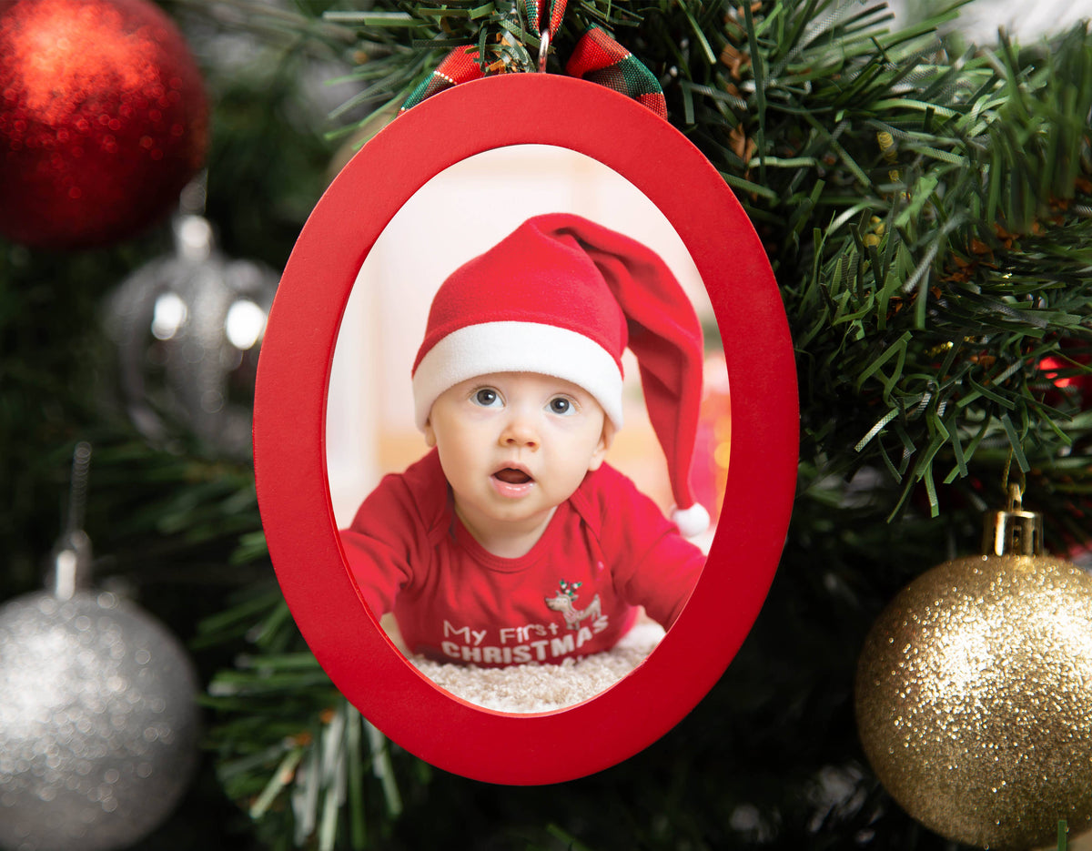 Double-Sided Photo & Babyprint Christmas Ornament Kit, Red