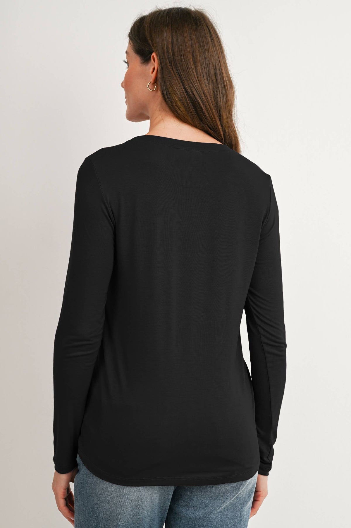 Maternity Nursing LS Tee w Panel Black