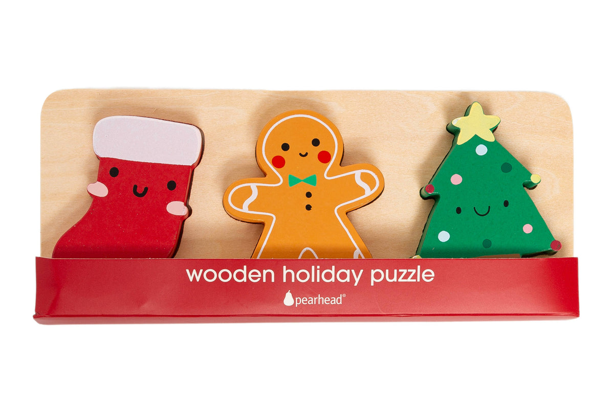Wooden Christmas Shapes Puzzle, Developmental Learning Toy