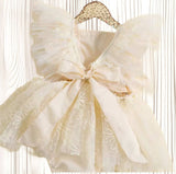 Ruffled Embroidered Floral Ivory Tulle Dress