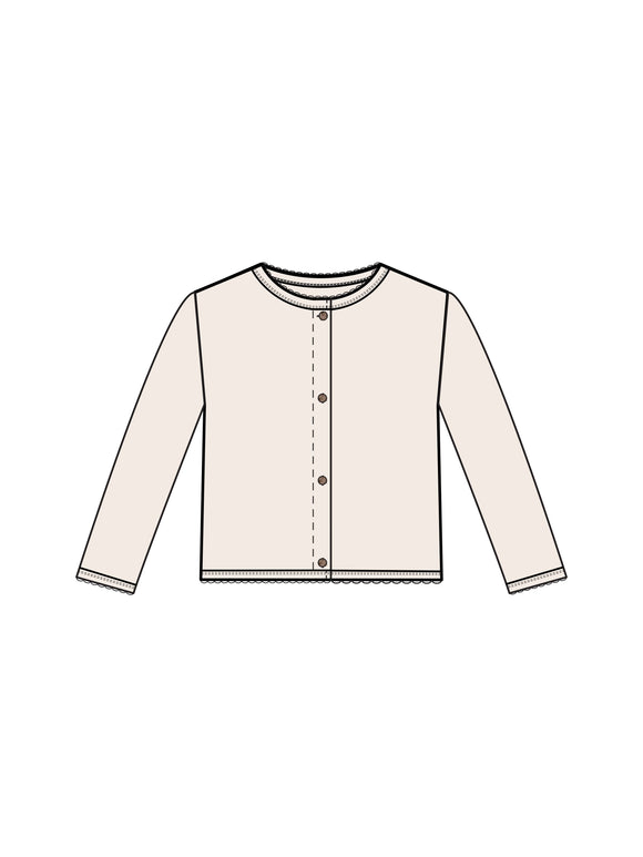 Organic Clara Pointelle Button Down Cardigan - Ivory