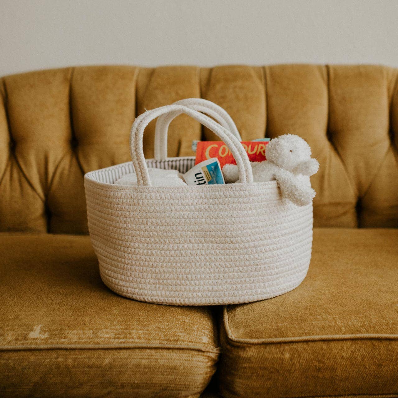 Rope Diaper Caddy - White